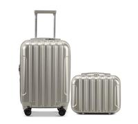 LEADZM Set de 2 Valises de Voyage avec Vanity Case, Valise Grande Taille, Valise Cabine, Set de Bagage pour Voyage, ABS+PC avec roulettes Pivotantes 360°, Design dégradé - Space Gray