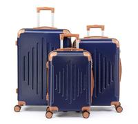 LEADZM Set de 3 Valises de Voyage, Valise Grande Taille, Valise Cabine, Set de Bagage pour Voyage, ABS avec Coins Renforcés, roulettes Pivotantes 360°, Design Bicolore contrasté - Bleu Foncé