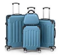 LEADZM Set de 4 Valises de Voyage avec Vanity Case, Valise Grande Taille & Cabine, Set de Bagage pour Voyage, ABS avec Coins Renforcés, roulettes Pivotantes 360° et Cadenas - Bleu Marine