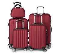 LEADZM Set de 5 Valises de Voyage avec Vanity Case, Valise Grande Taille & Cabine, Set de Bagage pour Voyage, ABS avec roulettes Pivotantes 360°, Cadenas et Poignée Télescopique - Bordeaux