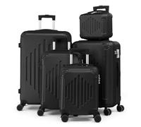 LEADZM Set de 5 Valises de Voyage avec Vanity Case, Valise Grande Taille & Cabine, Set de Bagage pour Voyage, ABS avec Coins Renforcés, 4 roulettes Spinner - Noir