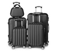 LEADZM Set de 5 Valises de Voyage avec Vanity Case, Valise Grande Taille & Cabine, Set de Bagage pour Voyage, ABS avec roulettes Pivotantes 360° - Noir