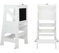 LEADZM Tour d Observation Enfant，2-en-1 Tour Montessori avec Tableau Noir et Réglage de Hauteur | Sécurité Anti-Bascule & Design en Bois Robuste pour Cuisine, Salle de Bain et Espace Enfant