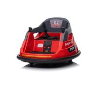 LEADZM Voiture Auto-Tamponneuse Électrique Enfant 12V avec Télécommande 2,4G - Voiture Tournante 360° avec Lumières LED & Musique, 2 Modes de Conduite (Manuel/Auto) (Rouge)