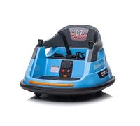 LEADZM Voiture Auto-Tamponneuse Électrique Enfant 12V avec Télécommande 2,4G - Voiture Tournante 360° avec Lumières LED & Musique, 2 Modes de Conduite (Manuel/Auto) (Bleu)