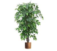 Leaf Arbre/Plante Artificielle avec Jardinière en Métal Vert XL Ficus Bushy Cuivre 120 cm