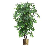 Leaf Arbre/Plante Artificielle avec Jardinière Métallique Vert XL 120 cm