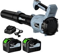 Leaf Blower Cordless,2 x 21V 6.0Ah Battery and Charger, with 680CFM 190MPH Electric Cordless Leaf Blower, 3-Variable Speed & Turbo Mode, Blowers for Lawn Care (Blue Grey C 5002)