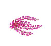 Leaf Bridal Headpiece Tiara Accessories For Women Girls Crystal Hairclip Wedding Jewelry(Rose red)
