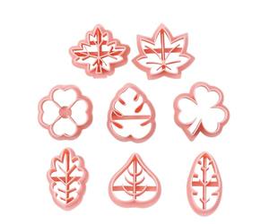 Leaf Cookie Cutter Set, Cute Pie Crust Cutter, Pressable Fondant Mould for Clay Handicrafts, Set of 8 Pastry and Fudge-Making Shapes, 5.31x5.51x0.47 inches