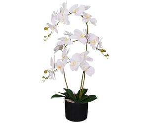 Leaf Design UK Orchidée Artificielle réaliste en Pot Blanc 65 cm