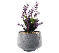 Leaf Grand Pot de Fleurs en céramique Bleu avec Plante de Bureau Artificielle, Vitex Negundo, 28 cm