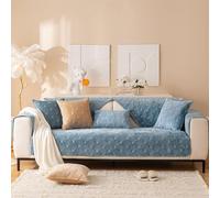 Leaf Jacquard Sofa Cover Thick Velvet Couch Covers L/U Shaped Sectional Couch Covers Non-Slip Washable Sofa Slipcover for 3 2 4 Cushion Couch Furniture Protector,Grayb,70 * 90cm/27.6 * 35.4in(Blueb,90