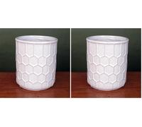 Leaf Pot de Fleurs d'intérieur en céramique, Miel Blanc, 16 cm (Lot de 2)