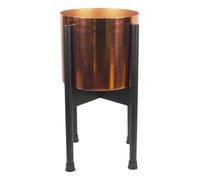 Leaf Pot de Fleurs en métal avec Support pour Feuilles 62 cm x 18 cm, doré, Noir, 62 cm, Noir, cuivre, 38.5cm