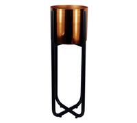 Leaf Pot de Fleurs en métal avec Support pour Feuilles 62 cm x 18 cm, doré, Noir, 62 cm, Noir, cuivre., 62cm