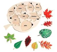 Leaf Puzzle - Wooden Leaf Jigsaw, Early Learning Educational Puzzle Toy, Cognitive Development Hands-On Activity, Fine Motor Skill Training | Durable Child-Friendly Design Fun Interactive