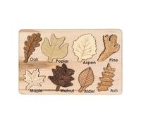 Leaf Puzzle - Wooden Shape Matching Toy | Kids Nature Learning Board - Hand Eye Coordination Sensory Development Educational STEM Toy for Preschool Classroom Play