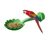 Leaf-Shaped Rotating Parrot Perch with Built-in Feeder Bowl | 7.9x4.3x3.9 inch PP Cage Stand | Swivel Bird Feeding Station for Cockatiels Canaries | 2-in-1 Resting and Food Holder
