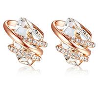 Leafael boucle d'oreille femme en Pierre de Souhait, boucles d'oreilles femme argent ou plaqué or rose avec cristaux de pierre de naissance, Sans allergie bijoux femme avec boîte cadeau