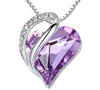 Leafael Infinity Amour coeur Pendentif Collier Alexandrite Light Purple Purple Juin Cristal Cristal Bijoux Cadeaux Pour Femmes, Silver-Tone, 18 "+2"