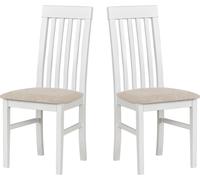 LeafDesign Chaise de cuisine 2er Set - Chaise hêtre massif - Chaise salle à manger 120 kg - Chaise salle à manger 2er Set - Chaise en bois - Chaise de table NILO 1 BLANC ARAGON 03