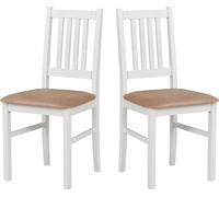 LeafDesign Chaise de salle à manger en bois - Chaise hêtre massif - Chaise salle à manger set de 2 - Chaise en bois - Chaise de table - Chaise de cuisine set de 2, BOS 1, blanc