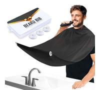 Leaflai Cape de Rasage, Tablier A Barbe Homme étanche avec 3 Ventouses Adhésives, pour le Rasage, Cadeaux pour Hommes, Noir