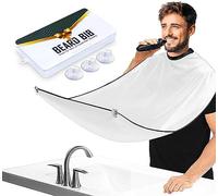 Leaflai Tablier à Barbe Homme, Imperméable Cape de Rasage pour le Rasage, Soin Barbe, avec 3 Ventouses Adhésives, Cadeau pour Homme, Blanc