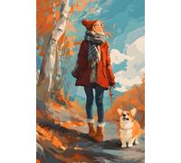 Leafy Trail Dog Walk Composition Notebook: Colorful Autumn Cover with 130 Wide-Ruled Pages, Margin Field, 6 x 9 Matte Writing Book for Notes, School, Work, Lists and Daily Use