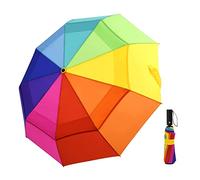 LEAGERA Parapluie arc-en-ciel pour adultes - Parapluie de voyage pour pluie et soleil, petit, compact, léger, pliable et portable pour sac à dos, ouverture automatique