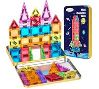 LeagoEra Mini Blocs Magnétiques Set de Voyage 48 Pièces Tuiles Magnétiques avec boîte Métallique Construction Magnetique Enfant Jouet Magnétique pour Enfants 3 4 5 6 7 8 Ans Jeux Cadeau
