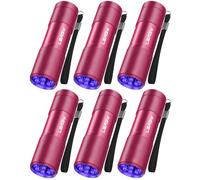LEAGY Lot de 6 Torches de Lampe de Poche UV À LumiÈRe Noire Ultraviolette 9 LED Pour L'extÉRieur Etc. (Rose)
