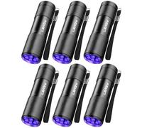 LEAGY Lot de 6 UV Ultra Violet Blacklight 9 LED Lampe de Poche Lampe Torche Extérieur Etc.