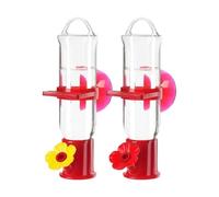 Leak Proof Bird Feeder - Window Hummingbird Feeder | Abs Silicone with 3.5x15cm Size, 2 Pack Flower, Ports Suction, Cup Design for Outdoor, House, Garden, Winter, Balcony Viewing