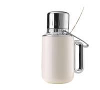 Leak Proof Bouilloire isotherme en acier inoxydable 316 avec thermomètre mécanique - Grande capacité, portable, for le thé à la maison ou en extérieur(White,1000ml)