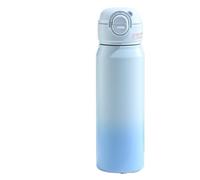 Leak Proof Gobelet isotherme à double paille en acier inoxydable 304 grande capacité, bouteille d'eau portable et esthétique(Blue)