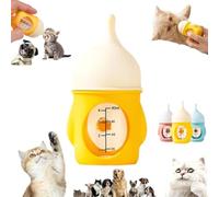Leak-Proof Squeezable Kitten Bottle, Kitten Bottles for Nursing, Puppy Bottles for Nursing, Reusable Pet Feeding Puppy Bottle, Silicone Kitten Bottle Feedings Kit, for Newborn Kittens (Yellow, 80 ML)