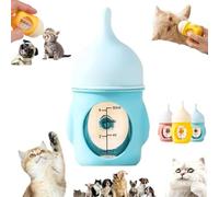 Leak-Proof Squeezable Kitten Bottle, Kitten Bottles for Nursing, Puppy Bottles for Nursing, Reusable Pet Feeding Puppy Bottle, Silicone Kitten Bottle Feedings Kit, for Newborn Kittens (Blue, 80 ML)