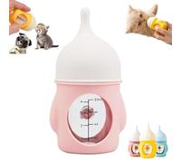 Leak-Proof Squeezable Kitten Bottle, Kitten Bottles for Nursing, Puppy Bottles for Nursing, Reusable Pet Feeding Puppy Bottle, Silicone Kitten Bottle Feedings Kit, for Newborn Kittens (Pink, 20 ML)