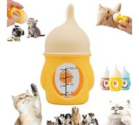 Leak-Proof Squeezable Kitten Bottle, Kitten Bottles for Nursing, Puppy Bottles for Nursing, Reusable Pet Feeding Puppy Bottle, Silicone Kitten Bottle Feedings Kit, for Newborn Kittens (Yellow, 20 ML)