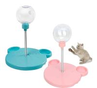 Leaking Treats Ball Pet Feeder Toy，Wobbly Interactive Pet Toy， Slow Feeder，Multifunctional Leakage Food for Cats Dogs Teaser Stick， for Cats & Dogs for Hunting Chasing and Exercise (Pink+Blue)