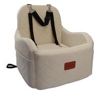 Lealchum Siège auto pour chiens de petite/moyenne taille, portable, avec coussin surélevé, entièrement amovible et lavable, avec sacs de rangement (beige, Mdeium)