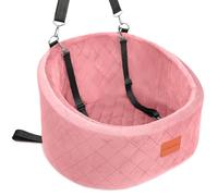 Lealchum Siège auto pour chiens de petite taille, lit de voiture confortable pour animal domestique avec 2 laisses à clipser, entièrement amovible et lavable, base antidérapante avec canal de ceinture