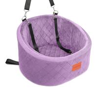 Lealchum Siège auto pour chiens de petite taille, lit de voiture confortable pour animal domestique avec 2 laisses à clipser, entièrement amovible et lavable, base antidérapante avec canal de ceinture