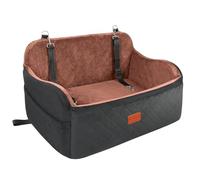 Lealchum Siège de voiture pour chien de grande taille, lit en tissu doux rembourré en mousse à mémoire de forme, siège de voiture pour chiens avec 2 laisses à clipser, amovible et lavable (noir/marron