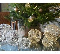 LEALIGHT blachere illumination Lot de 3 Boules en métal Micro LED Or - décoration Lumineuse Moderne à Poser