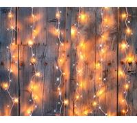 LEALIGHT blachere illumination Rideau Flicker 96 LED blanc chaud - 2m x 2m IP44 connectable, 8 animations, avec effet flash