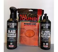 Lealine.it Kit Mafra Glass Cleaner & Degreaser - Maniac Line For Car Detailing + All Round Ultimate Innovative Microfiber Cloths + All Round Plastic Protectant - Maniac Line For Car Detailing