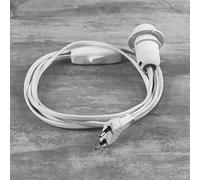 Lealoo Câble électrique Blanc avec Douille E14 et Interrupteur, Cordon Long. 2 m, pour la réalisation d'une Lampe de Chevet